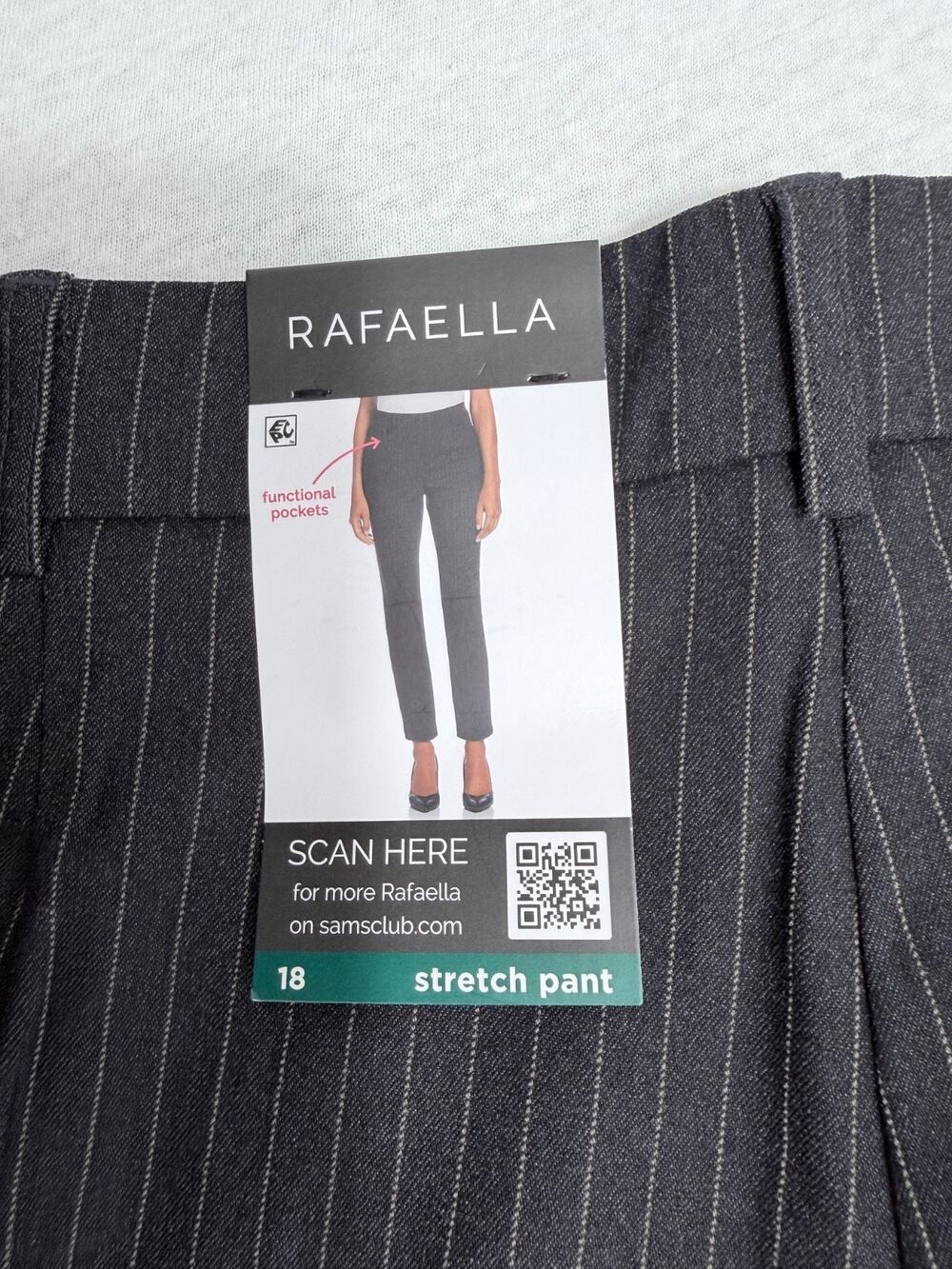 Rafaella Women's Pinstriped Stretch Trousers with Sockets Sz 18 black/white